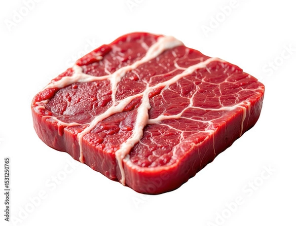 Fototapeta solo kobe beef cutlet on a white background, in a detailed style, with intricate lines, minimal shadow, bright light, high resolution