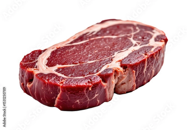 Fototapeta solo kobe beef tri tip on a white background, in a detailed style, with intricate lines, minimal shadow, bright light, high resolution