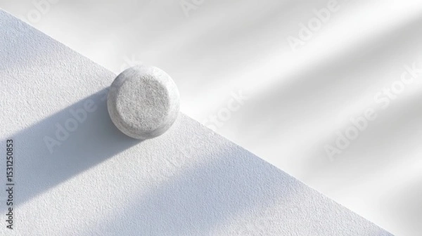 Fototapeta White Sphere with Strong Shadow on Textured Surface