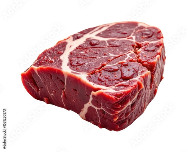 Fototapeta solo wagyu top sirloin cap on a white background, in a detailed style, with intricate lines, minimal shadow, bright light, high resolution