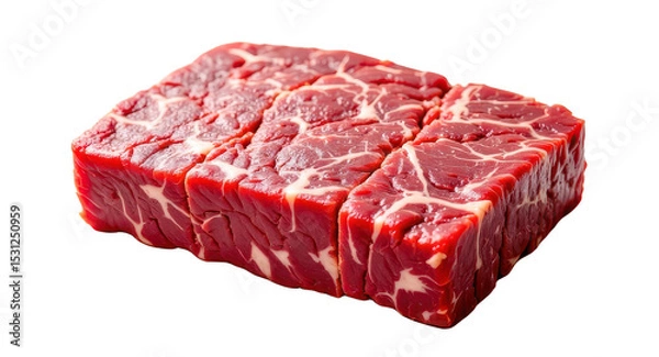 Fototapeta solo japanese beef minced meat on a white background, in a detailed style, with intricate lines, minimal shadow, bright light, high resolution