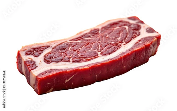 Fototapeta solo wagyu roast beef slice on a white background, in a detailed style, with intricate lines, minimal shadow, bright light, high resolution
