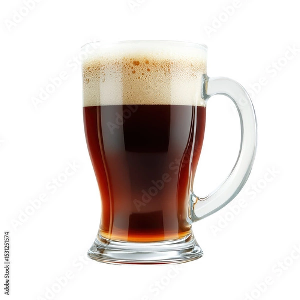 Fototapeta Rich dark beer served in a classic glass mug with creamy foam on top enjoyed at a social gathering