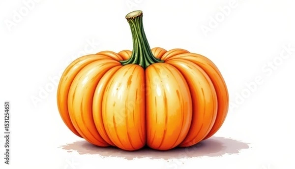 Fototapeta a bold watercolor impression of striped autumn squash, in an expressive watercolor style, with navy and peach orange shades, on textured paper, dynamic brushwork, feathered contours, vibrant details