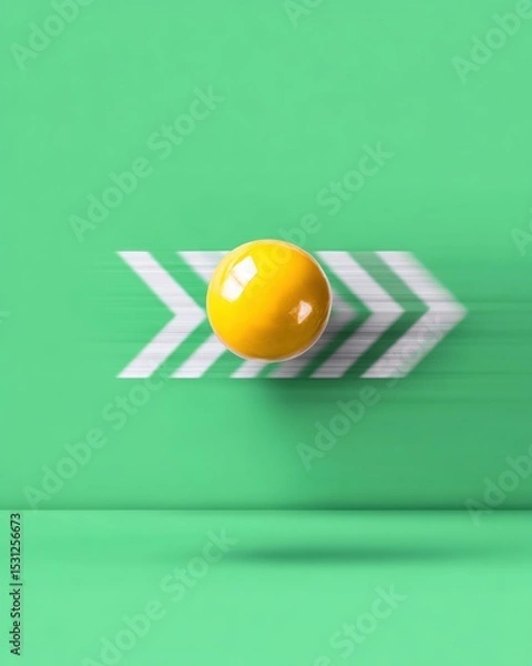 Fototapeta Yellow Sphere with Motion Blur on Teal Background