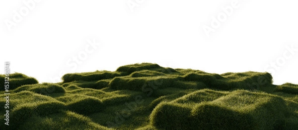 Fototapeta Square grassy blocks terrain with natural lighting. 3D rendering.