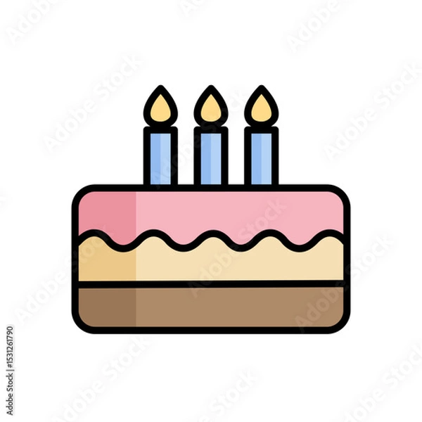 Obraz Birthday cake with candles vector isolated illustration 