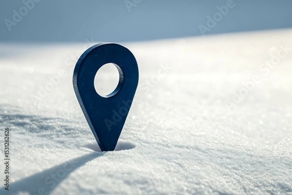 Obraz Snowy map marker and blue background location pin icons for web navigation