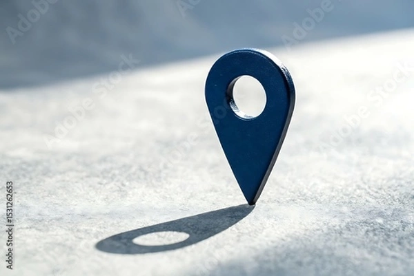 Obraz Blue gps pin icon on an Italian winter map with snow and a heart-shaped road