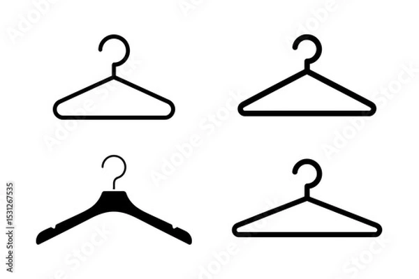 Fototapeta Collection of four clothes hangers in black color