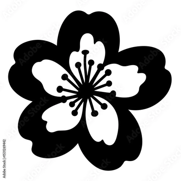 Obraz Black and white stylized flower illustration, vector graphic design element