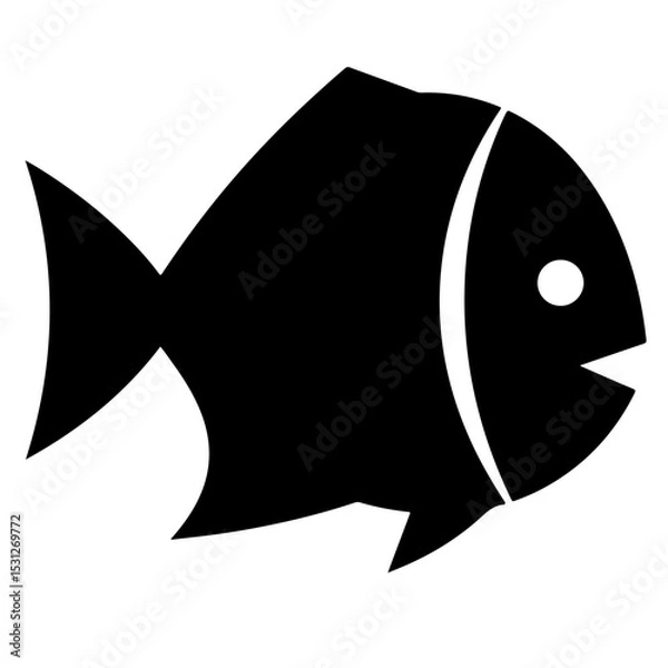 Obraz Black silhouette fish illustration, vector graphic design element