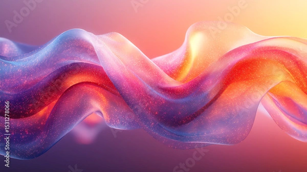 Fototapeta Vibrant abstract waves of color merge in a dynamic composition, evoking a sense of movement and energy in the digital space.