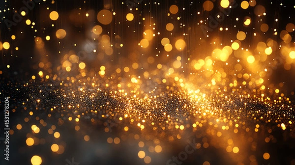Fototapeta Vibrant golden bokeh lights create a mesmerizing effect, perfect for backgrounds and festive designs.