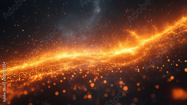 Fototapeta Vibrant particles and glowing energy waves create a mesmerizing digital space, illustrating advanced technology and innovation.