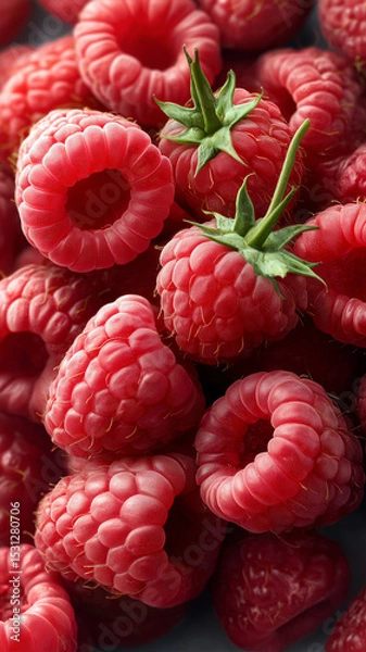 Obraz Ripe raspberries gleam under soft light, creating a lush tapestry reminiscent of summer harvest Generative AI