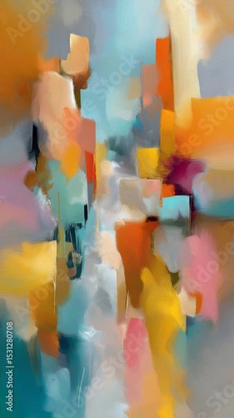 Obraz An exploration of fluid forms blending colors in a warm palette, evoking emotion and depth Generative AI
