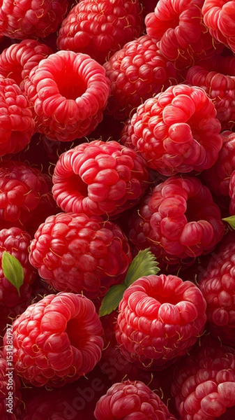 Fototapeta Fresh raspberries create a rich tapestry of color and texture in this delightful arrangement Generative AI