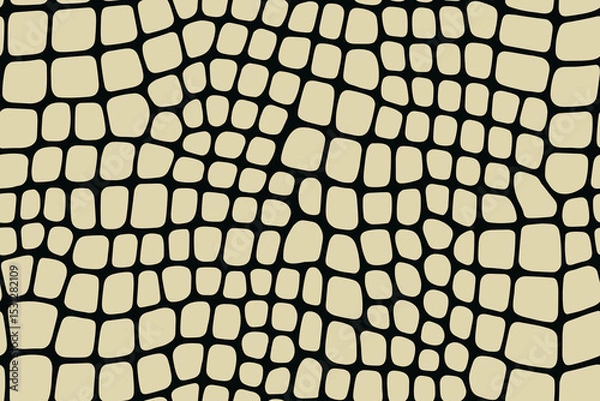 Fototapeta Seamless alligator skin pattern with rounded black scales on beige background
