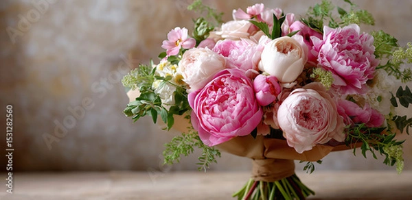 Obraz An elegant arrangement of pink and white peonies exudes beauty and grace Generative AI