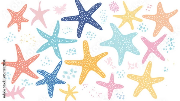 Fototapeta Seamless Starfish Pattern on White Background for Design Projects