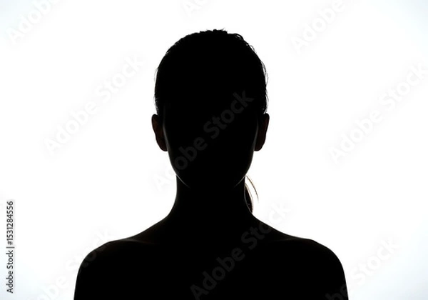 Fototapeta Silhouette of a woman isolated on white background