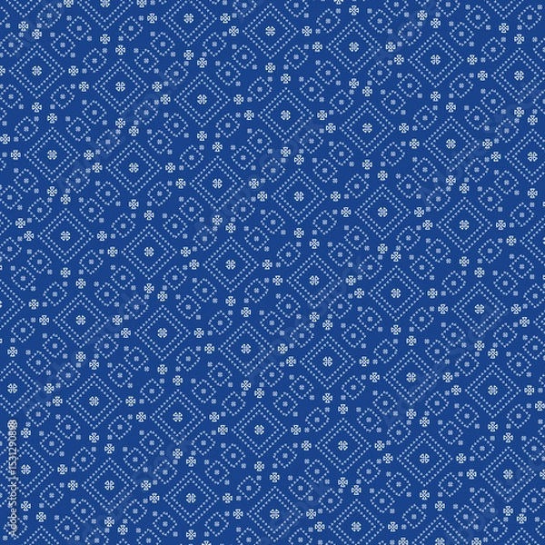 Obraz Retro Indian Blue Bandhani Fabric Aesthetic Pattern Vector