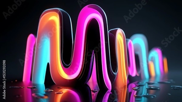Obraz Futuristic neon lights with dynamic abstract patterns, glowing in vivid colors, evoking a sense of energy and innovation.