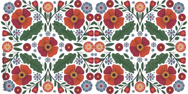 Fototapeta Abstract colorful Floral Ornament, floral pattern illustration, used to clothes texture, fabric illustration, flower pattern vector, beautiful seamless pattern background, modern design.
