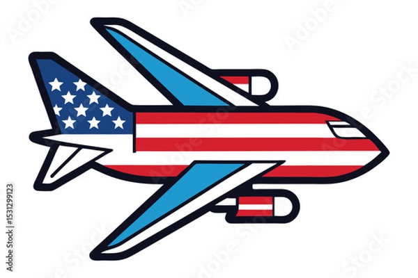 Obraz A american flag color airbus, plane vector illustration on white background.