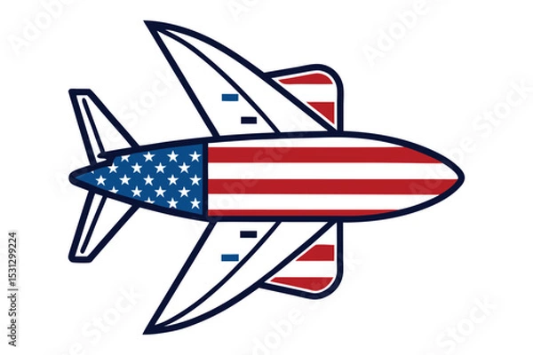 Obraz A american flag color airbus, plane vector illustration on white background.