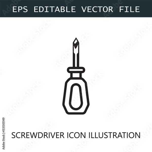 Fototapeta Screwdriver Icon Logo Vector Image in Black and White
