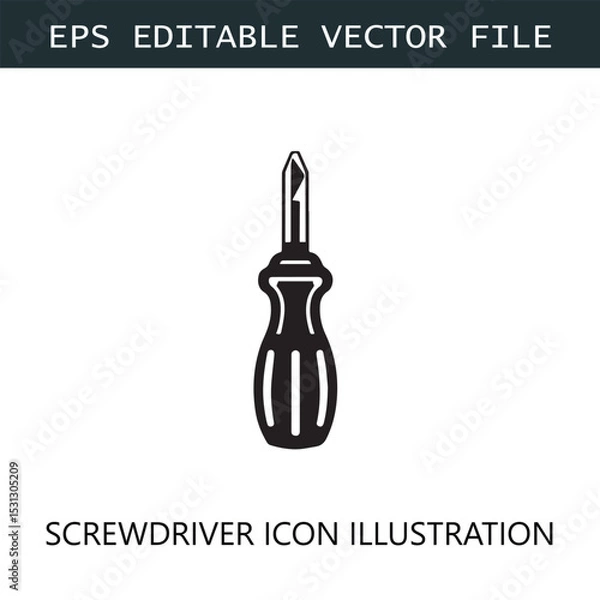 Fototapeta Screwdriver Icon Logo Vector Image in Black and White
