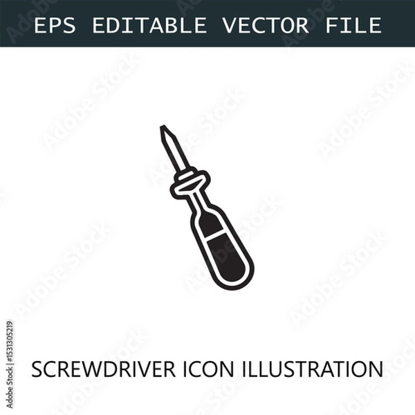 Fototapeta Screwdriver Icon Logo Vector Image in Black and White
