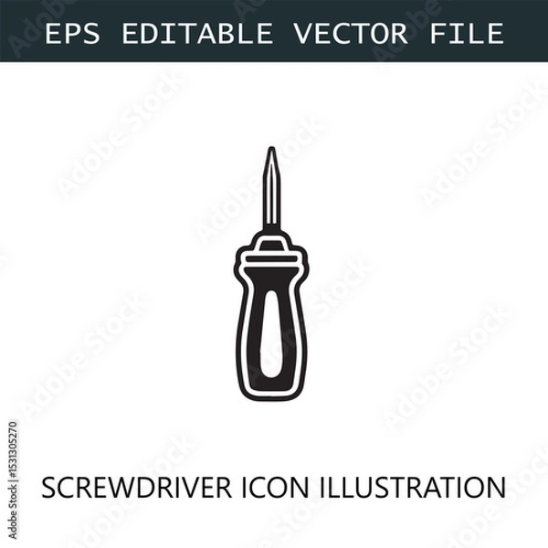 Fototapeta Screwdriver Icon Logo Vector Image in Black and White
