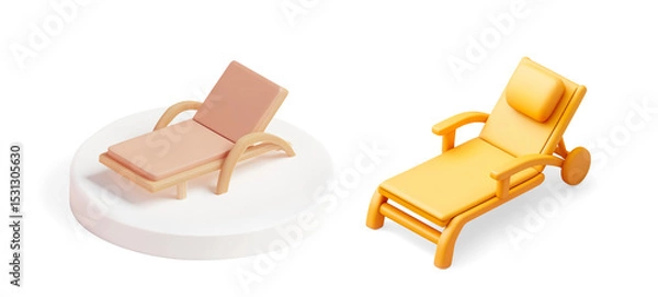 Obraz 3D Beach lounge chair on a Transparent Background
