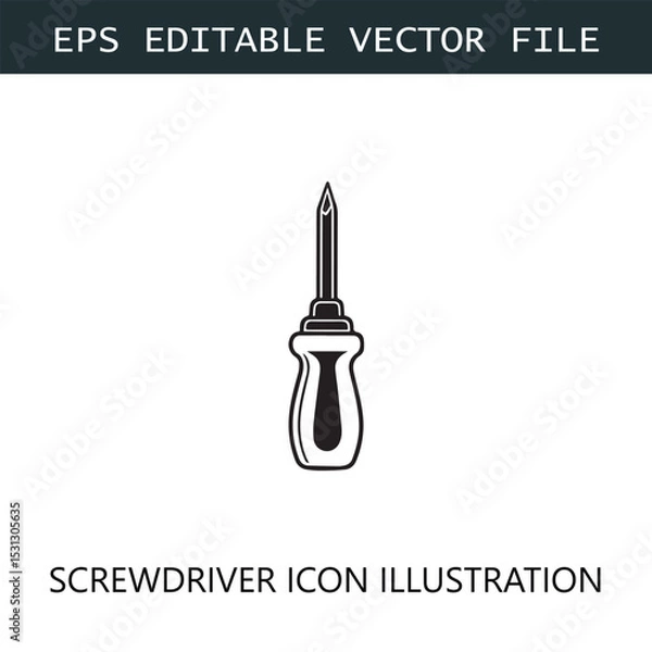 Fototapeta Screwdriver Icon Logo Vector Image in Black and White
