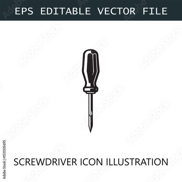 Fototapeta Screwdriver Icon Logo Vector Image in Black and White
