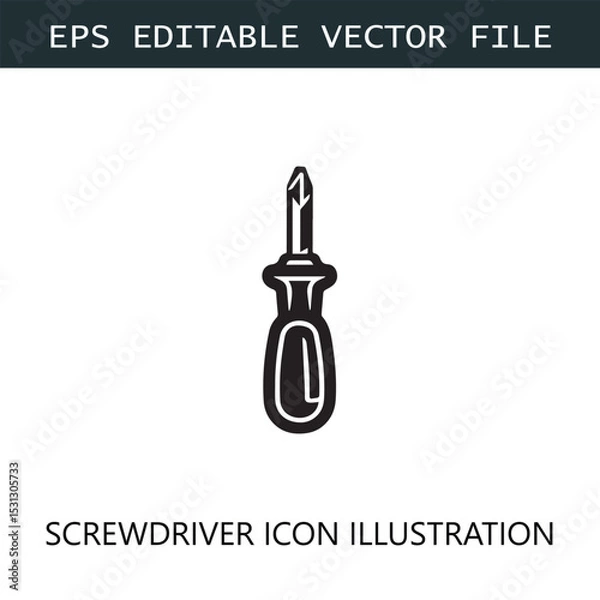 Fototapeta Screwdriver Icon Logo Vector Image in Black and White
