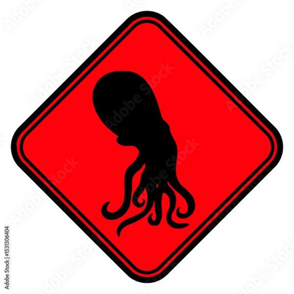 Obraz Octopus Danger Sign Attention Caution Warning Logo Isolated Vector Graphic Design Illustration

