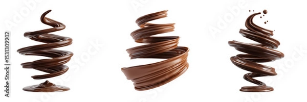Fototapeta A twist of chocolate spiraling upward on transparent background