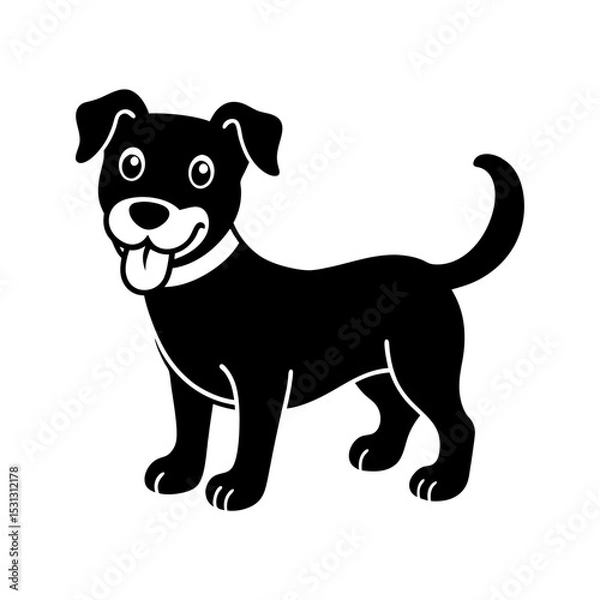 Obraz happy dog with a bone vector silhouette