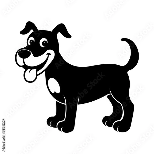 Obraz happy dog with a bone vector silhouette