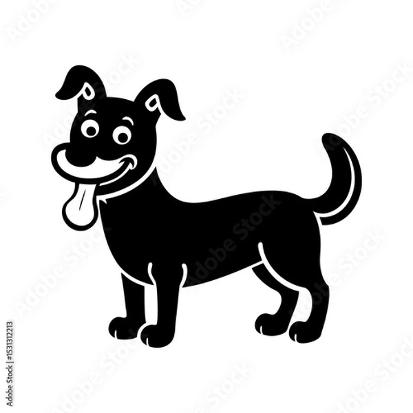 Obraz happy dog with a bone vector silhouette