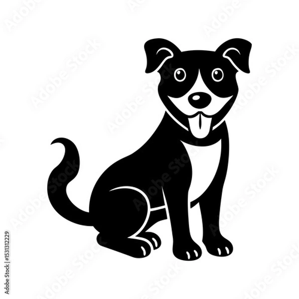 Obraz happy dog with a bone vector silhouette