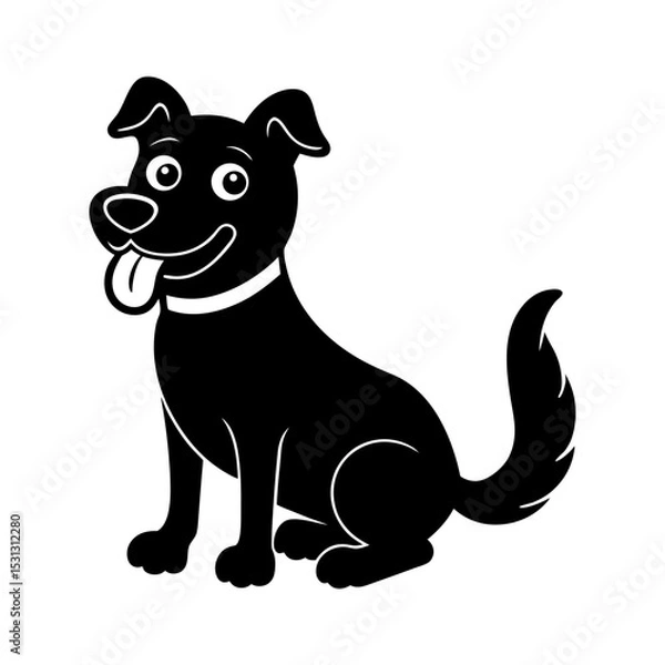Obraz happy dog with a bone vector silhouette