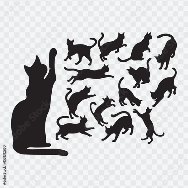 Fototapeta  set of cats silhouettes. vector isolated silhouette cat set
