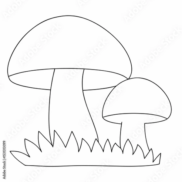 Obraz Mushrooms coloring page simple and minimal line art illustration on white background