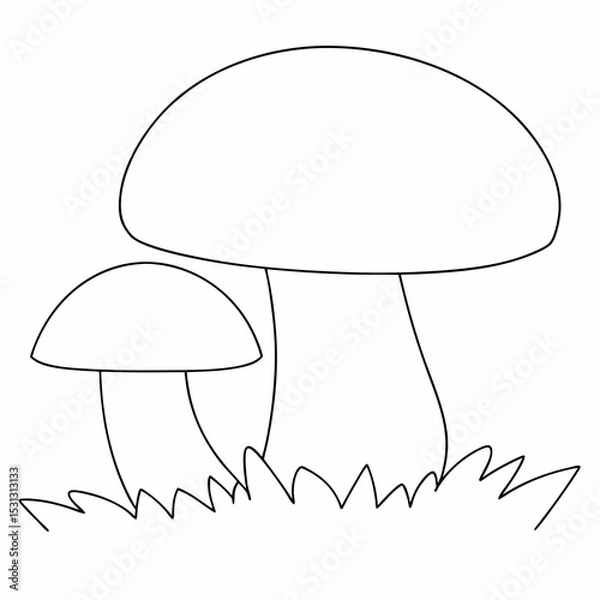 Obraz Mushrooms coloring page simple and minimal line art illustration on white background