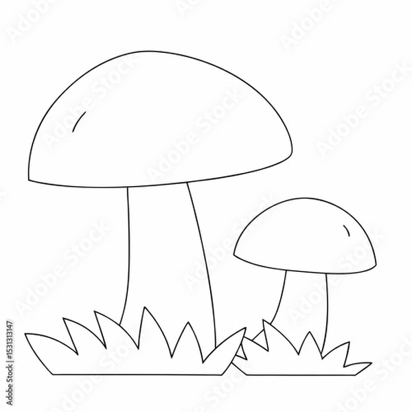 Obraz Mushrooms coloring page simple and minimal line art illustration on white background